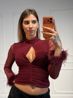 maglia giselle con piume