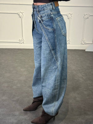 Jeans balloon con tasche sovrapposte