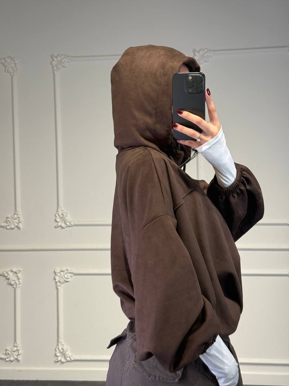 giacchetto scamosciato con zip