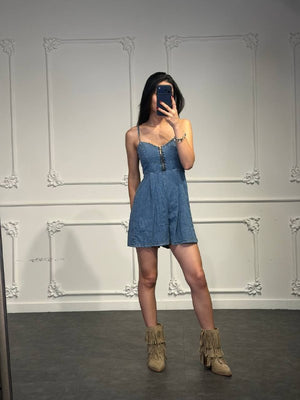 jumpsuit in jeans con zip