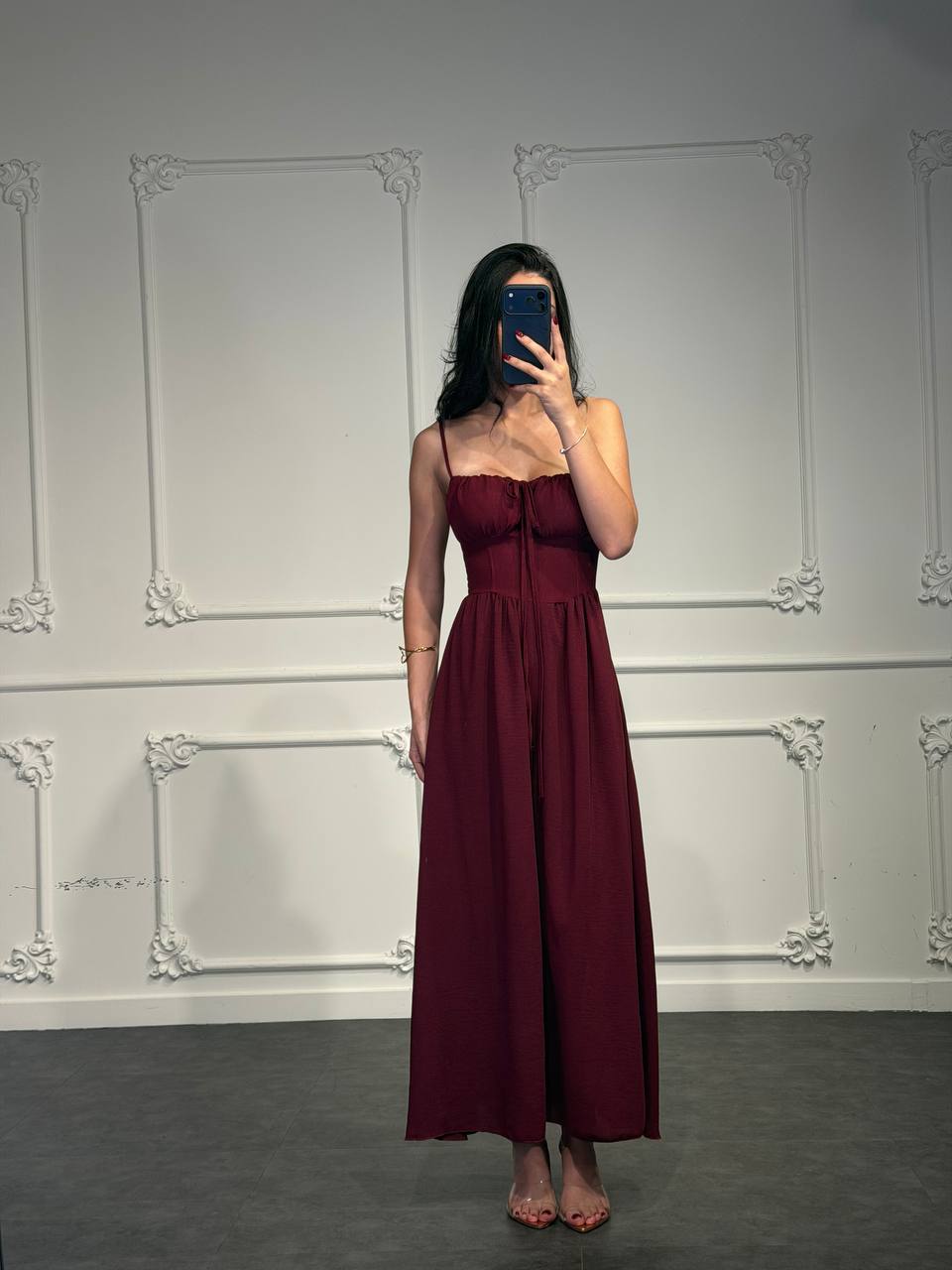 abito corset lungo con fiocco