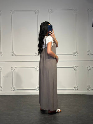 jumpsuit lunga in cotone con dettaglio