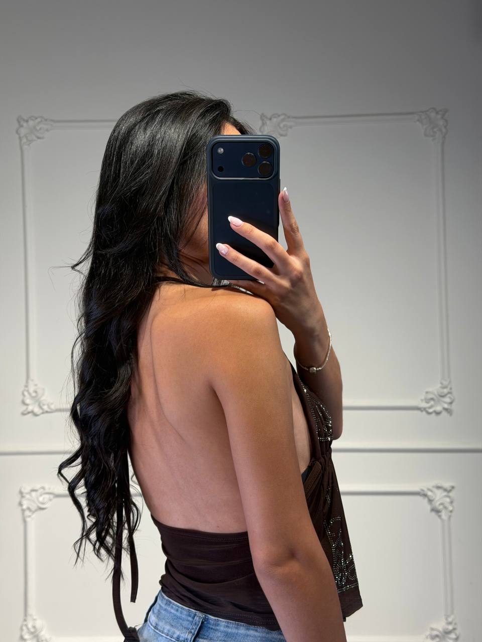 top angelica con dettagli strass