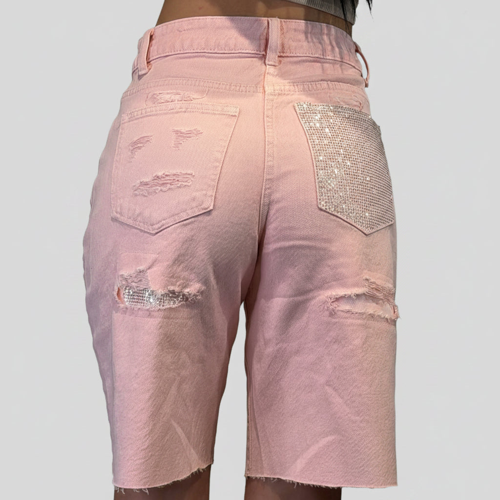 bermuda pinkie con tasca strass