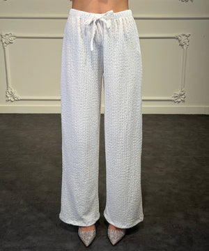 pantaloni con trama lavorata