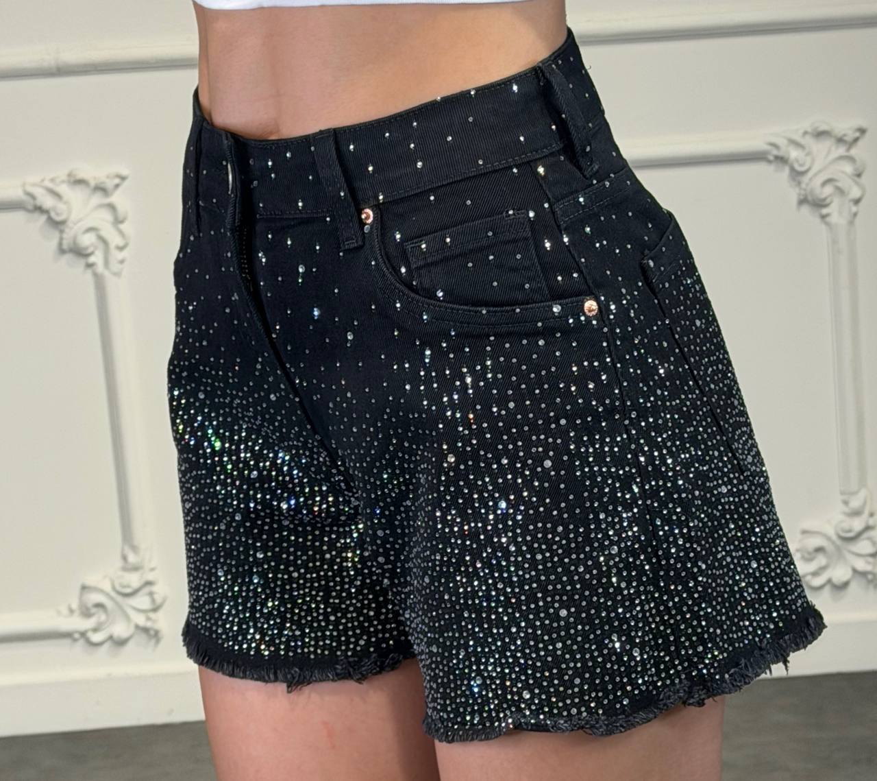 shorts con strass