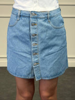 gonna jeans chiaro con bottoni