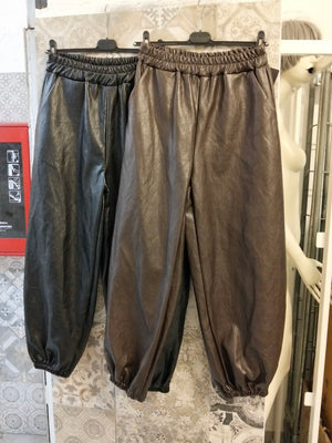 pantalone balloon in pelle