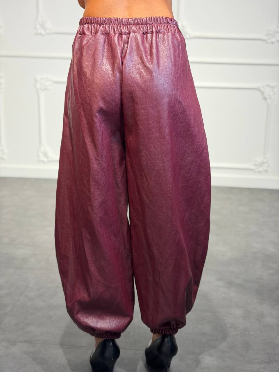 pantalone balloon in pelle