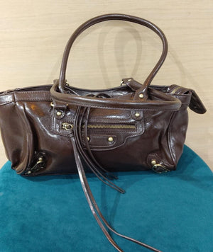 borsa a spalla in pelle lucida