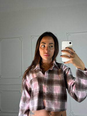 camicia crop a quadri