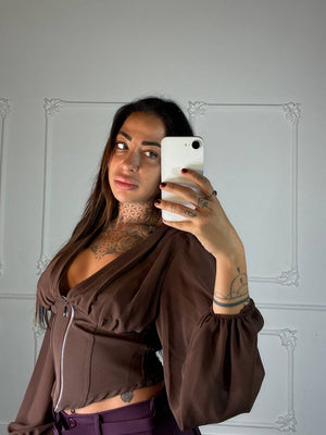 Top corsetto con zip frontale