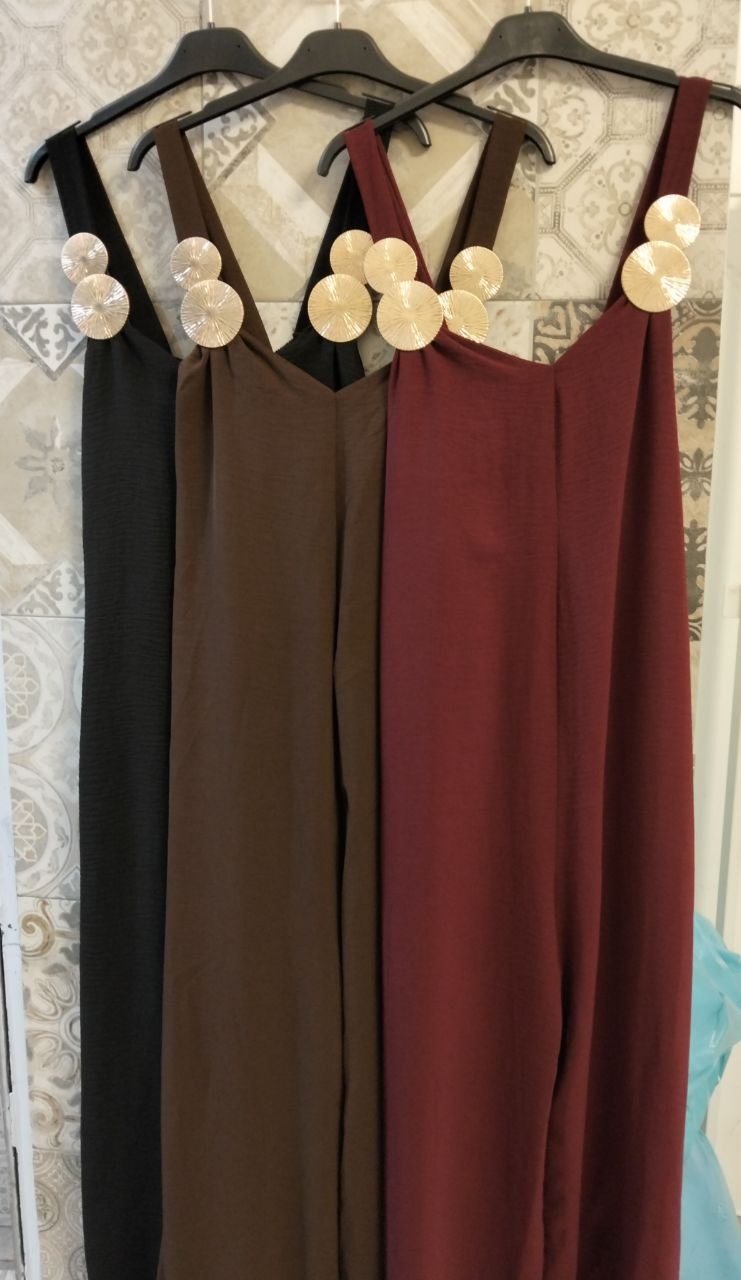 jumpsuit lunga in cotone con dettaglio