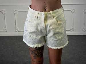 shorts gialli con strass