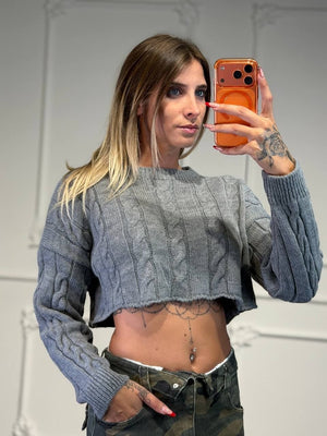 maglione crop a treccia