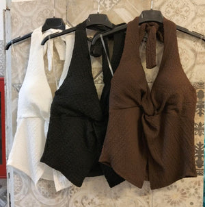 top allacciatura halter trama lavorata