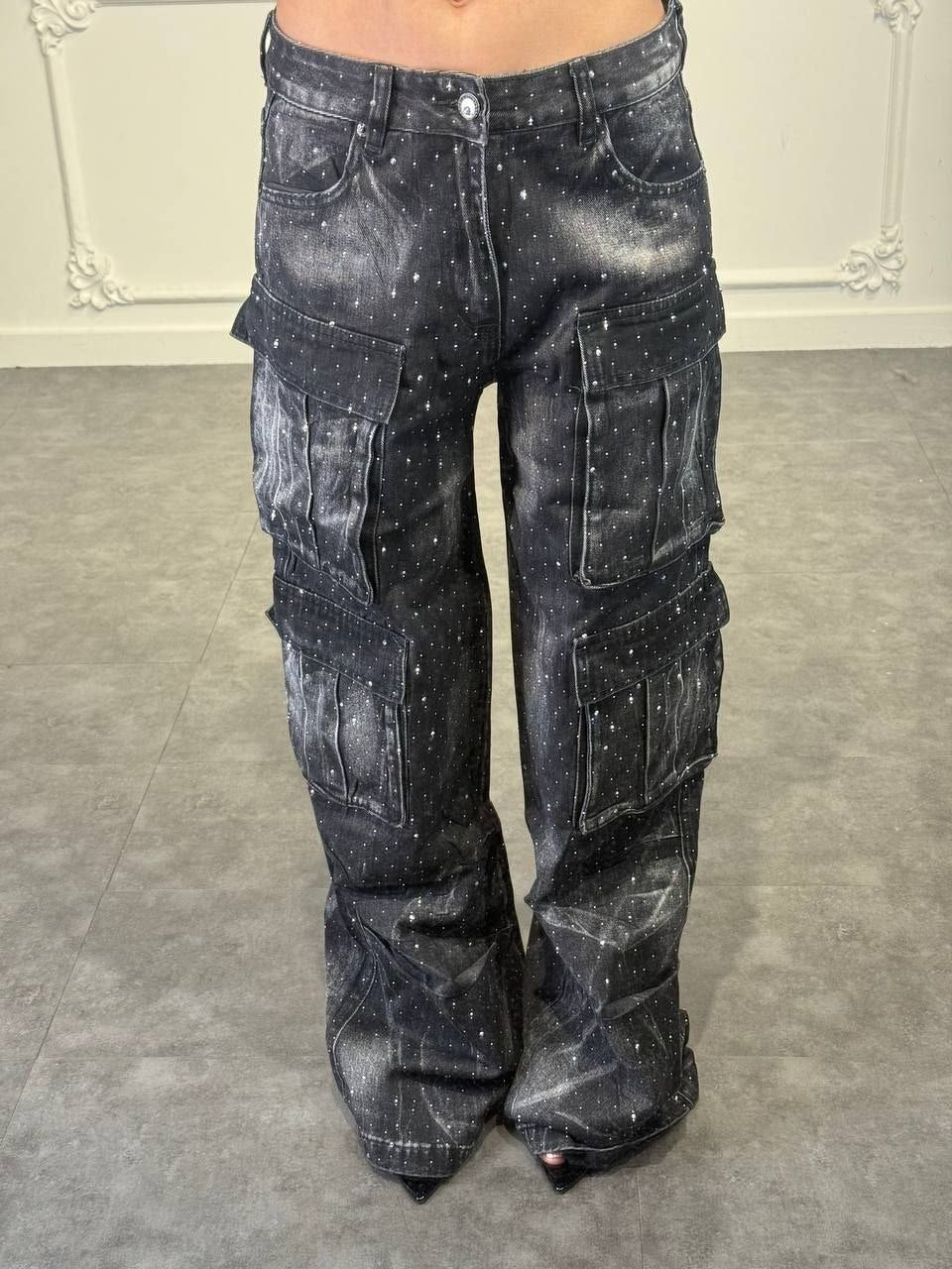 jeans cargo glitter