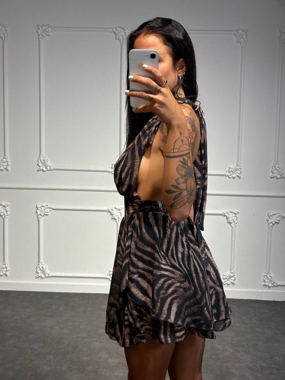 abito zebrato scollo ampio con culotte