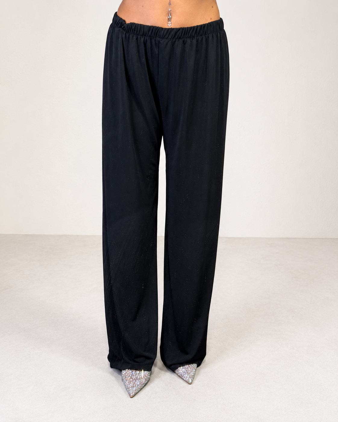 Pantaloni Palazzo Velati con Fodera Interna e Vita Elasticizzata