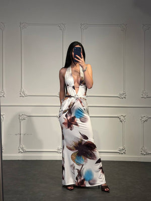 abito floreale lungo - Dverso Fashion