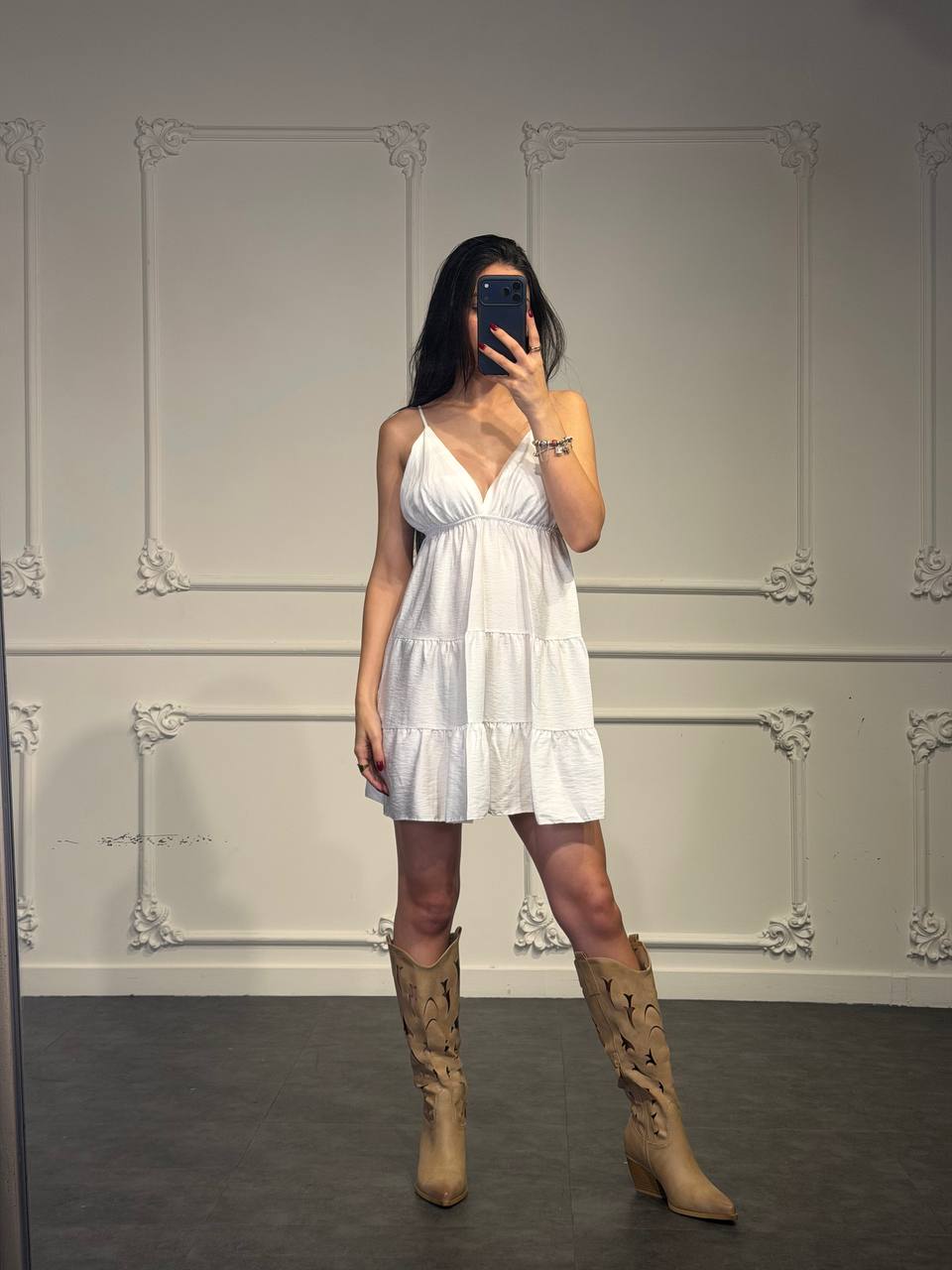 abito in lino a balze - Dverso Fashion