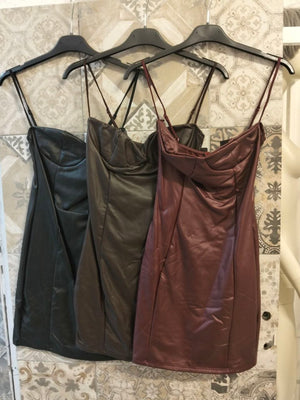 abito in pelle con spalline sottili - Dverso Fashion