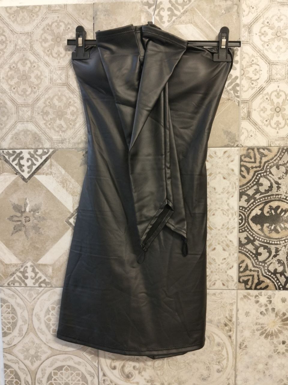 abito leather con manicotti - Dverso Fashion