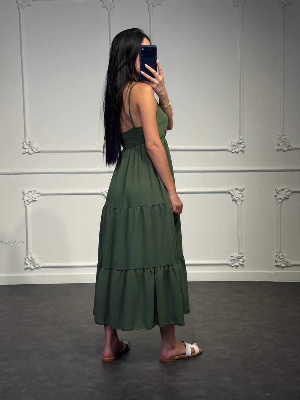Abito Lungo con Scollo Incrociato e Gonna a Balze - Dverso Fashion
