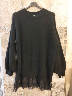 abito maglione oversize con pizzo - Dverso Fashion