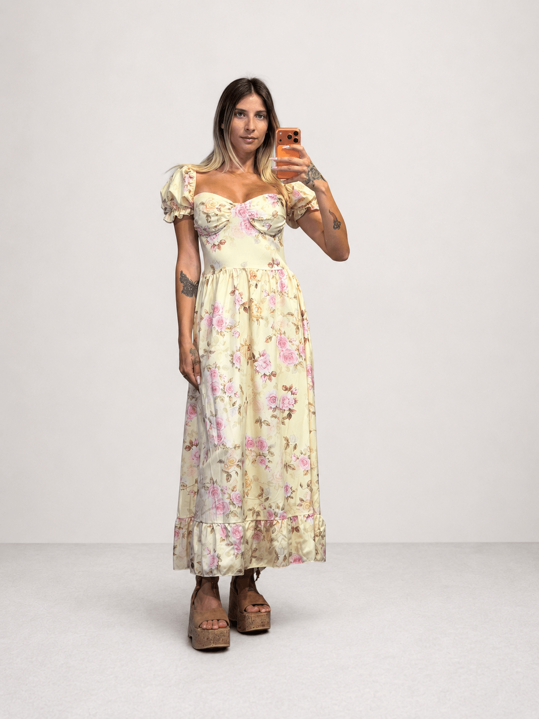 abito sofia con rose lungo - Dverso Fashion