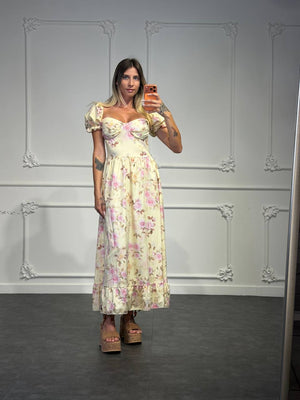 abito sofia con rose lungo - Dverso Fashion