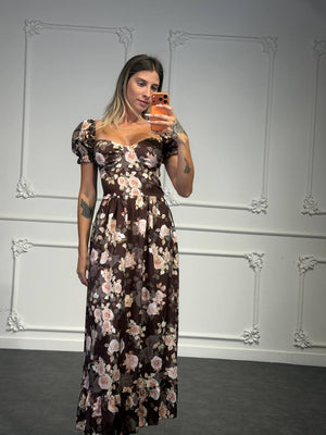 abito sofia con rose lungo - Dverso Fashion