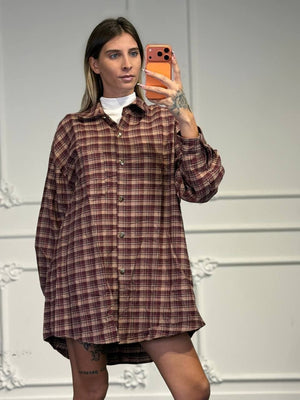 camicia lunga a quadri - Dverso Fashion