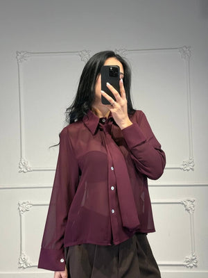 camicia velata con cravatta - Dverso Fashion