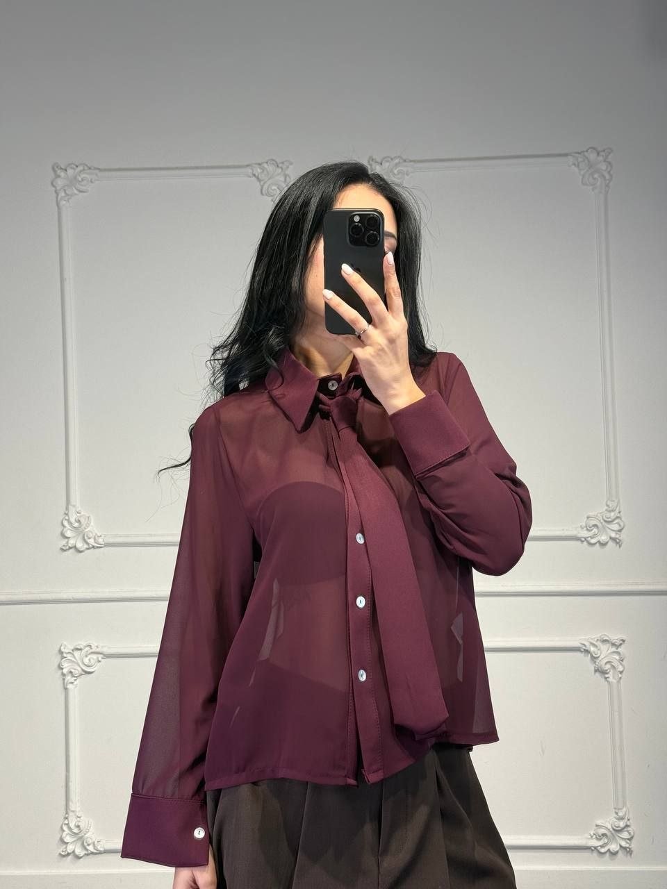 camicia velata con cravatta - Dverso Fashion