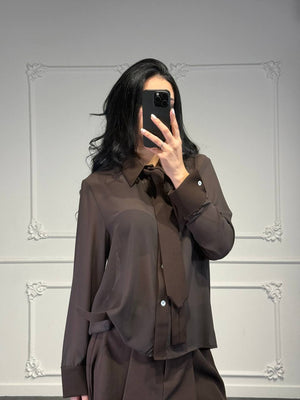 camicia velata con cravatta - Dverso Fashion