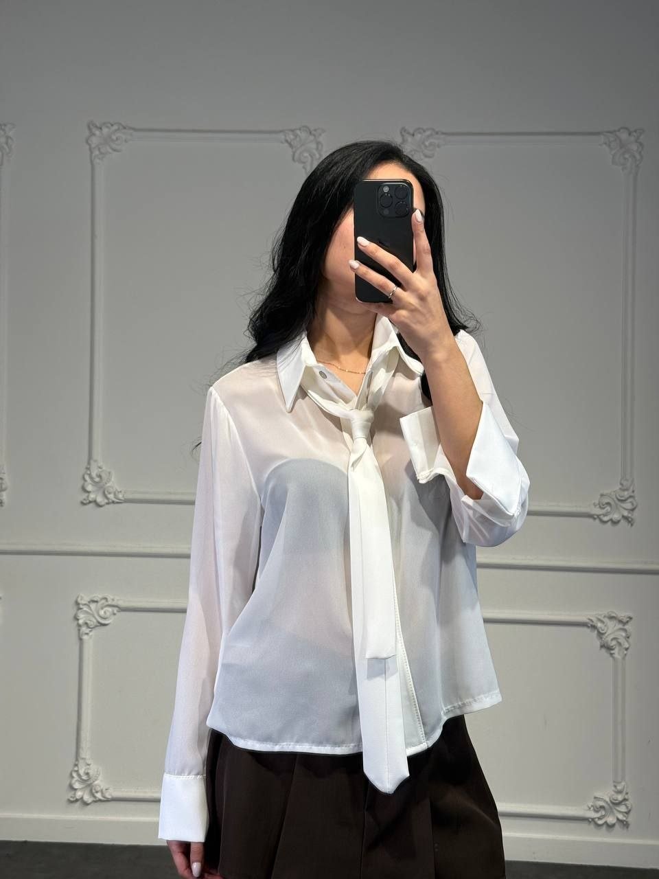 camicia velata con cravatta - Dverso Fashion