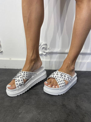 ciabatta platform con borchie - Dverso Fashion