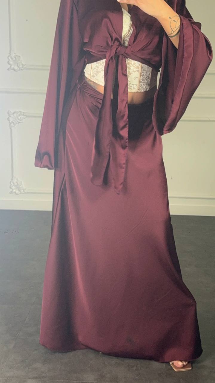 coordinato satin con gonna - Dverso Fashion