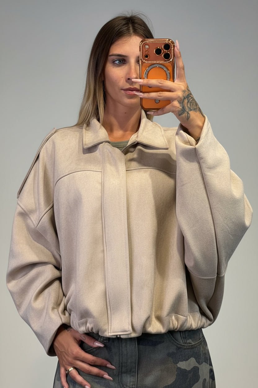 Giacca oversize effetto scamosciato - Dverso Fashion