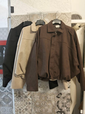 Giacca oversize effetto scamosciato - Dverso Fashion