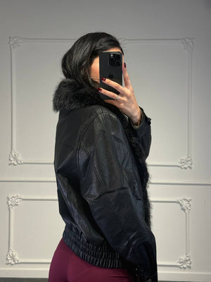 giacchetto in pelle con pelliccia - Dverso Fashion