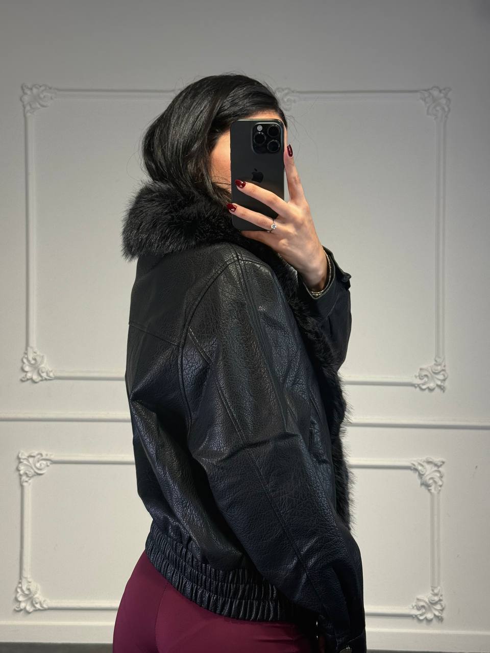 giacchetto in pelle con pelliccia - Dverso Fashion