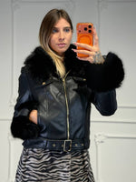 giacchetto in pelle con pelliccia - Dverso Fashion