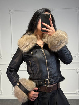 giacchetto pelle Russin con pelliccia - Dverso Fashion