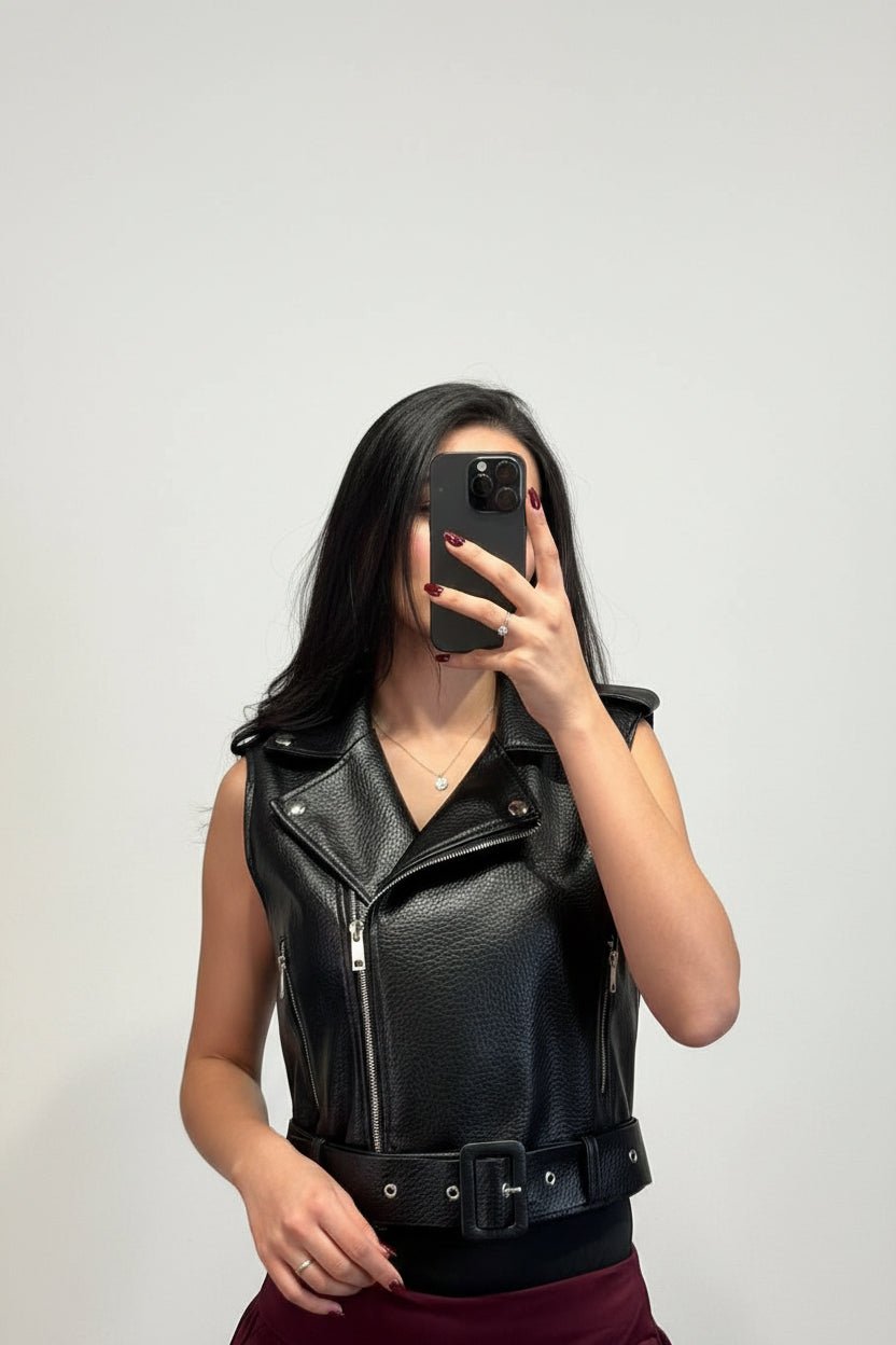 gilet biker in pelle - Dverso Fashion
