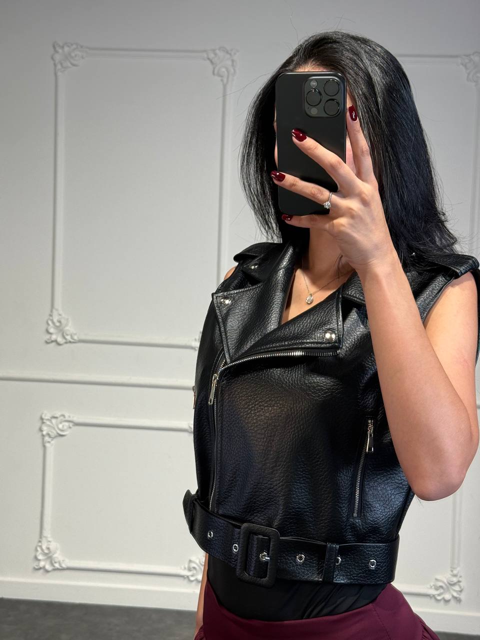 gilet biker in pelle - Dverso Fashion