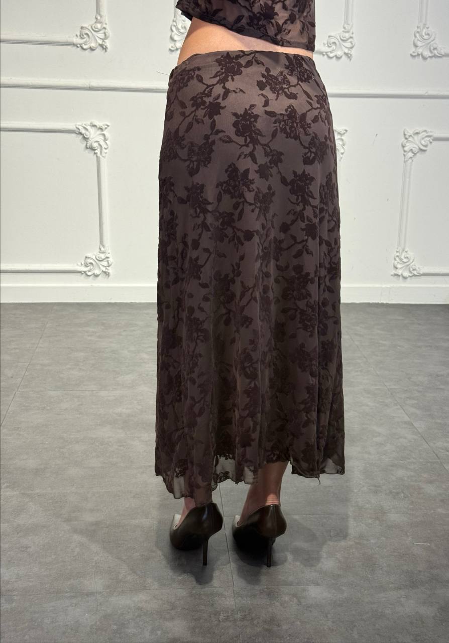 Gonna midi con decorazione floreale - Dverso Fashion
