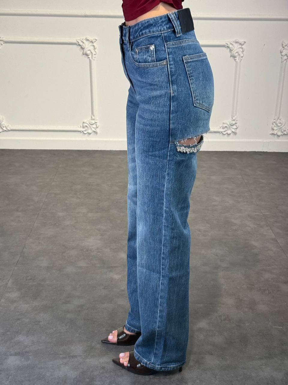 jeans Swarovski cut - Dverso Fashion