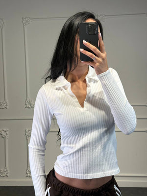 maglia a costine con colletto - Dverso Fashion